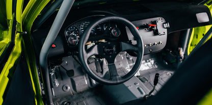 Vigor Stuur Spa Zwarte Kruisstiksel Zwart - Zwart 350mm Leer