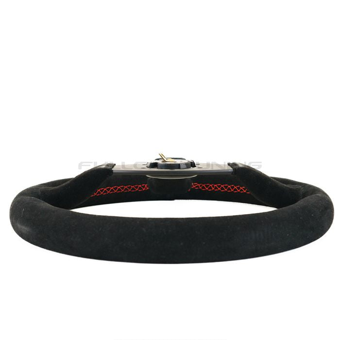 Vigor Spa 350mm Sportstuur – Zwart Suède / Rood Kruisstiksel