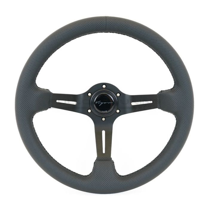 Vigor Daytona 350mm Sportlenkrad – Schwarzes perforiertes Leder / Schwarze Kreuzstichnaht