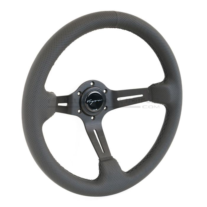 Vigor Daytona 350mm Sportlenkrad – Schwarzes perforiertes Leder / Schwarze Kreuzstichnaht