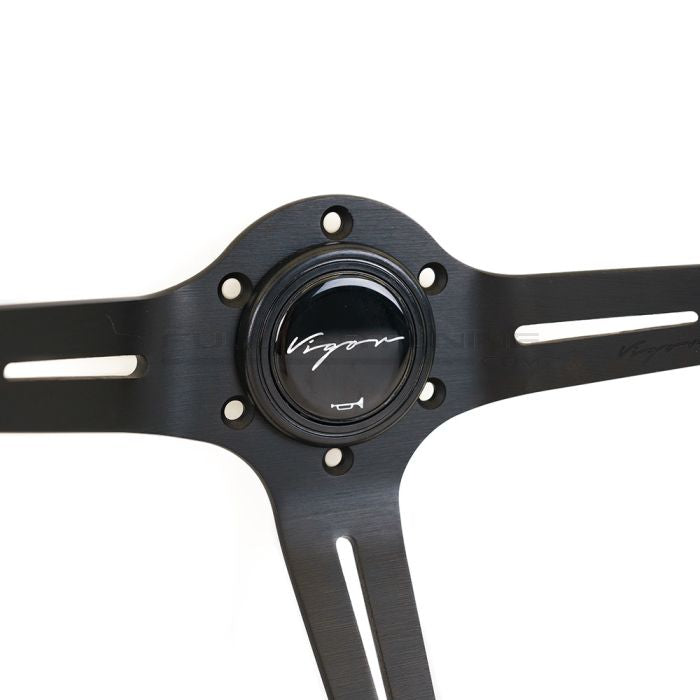 Vigor Daytona 350mm Sportlenkrad – Schwarzes perforiertes Leder / Schwarze Kreuzstichnaht