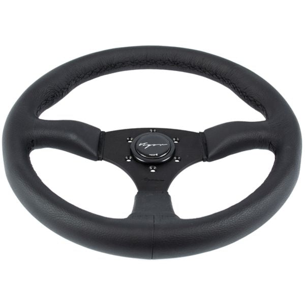 Vigor Stuur Spa Zwarte Kruisstiksel Zwart - Zwart 350mm Leer