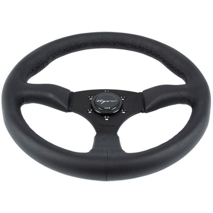 Vigor Stuur Spa Zwarte Kruisstiksel Zwart - Zwart 350mm Leer