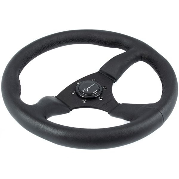 Vigor Stuur Spa Zwarte Kruisstiksel Zwart - Zwart 350mm Leer