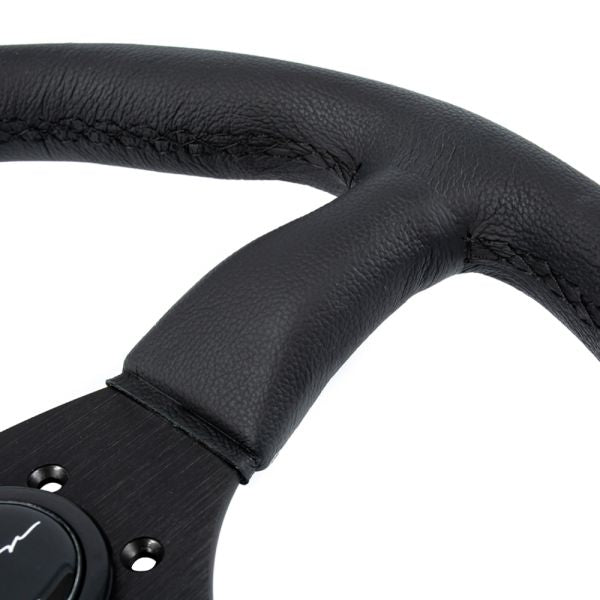 Vigor Stuur Spa Zwarte Kruisstiksel Zwart - Zwart 350mm Leer