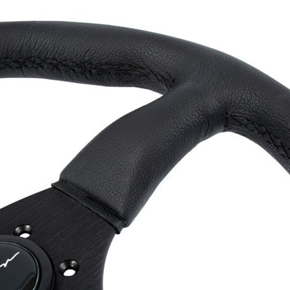 Vigor Stuur Spa Zwarte Kruisstiksel Zwart - Zwart 350mm Leer