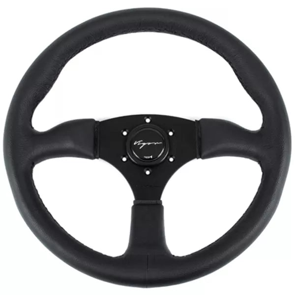 Vigor Stuur Spa Zwarte Kruisstiksel Zwart - Zwart 350mm Leer