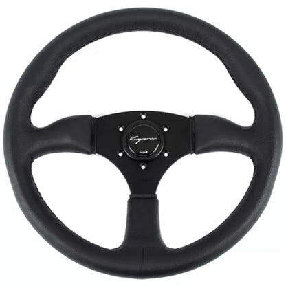 Vigor Stuur Spa Zwarte Kruisstiksel Zwart - Zwart 350mm Leer