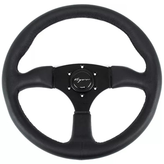 Vigor Stuur Spa Zwarte Kruisstiksel Zwart - Zwart 350mm Leer